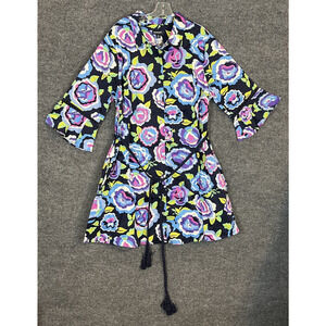 Studio Park X Leah Williams Garden Party Shirt Dress Size 1X Belted Multi Color